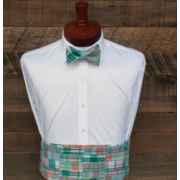 Seafoam and Teal Madras Patchwork Plaid Cummerbund & Bow Tie